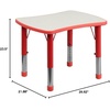 image:imageFlash Furniture Wren 21875W x 26625L Rectangular Green Plastic Height Adjustable Activity Table with Grey TopRed