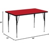 image:imageFlash Furniture Wren 24W x 48L Rectangular Oak HP Laminate Activity Table  Standard Height Adjustable LegsRed