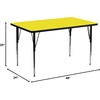 image:imageFlash Furniture Wren 24W x 48L Rectangular Oak HP Laminate Activity Table  Standard Height Adjustable LegsYellow