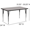 image:imageFlash Furniture Wren 24W x 60L Rectangular Oak HP Laminate Activity Table  Standard Height Adjustable LegsGrey