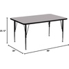 image:imageFlash Furniture Wren 30W x 48L Rectangular Grey Thermal Laminate Activity Table  Height Adjustable Short LegsGrey