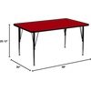 image:imageFlash Furniture Wren 30W x 48L Rectangular Grey Thermal Laminate Activity Table  Height Adjustable Short LegsRed