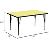 image:imageFlash Furniture Wren 30W x 48L Rectangular Grey Thermal Laminate Activity Table  Height Adjustable Short LegsYellow