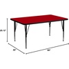 image:imageFlash Furniture Wren 30W x 60L Rectangular Yellow Thermal Laminate Activity Table  Height Adjustable Short LegsRed