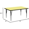 image:imageFlash Furniture Wren 30W x 60L Rectangular Yellow Thermal Laminate Activity Table  Height Adjustable Short LegsYellow