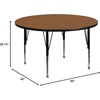 image:imageFlash Furniture Wren 42 Round Oak Thermal Laminate Activity Table  Height Adjustable Short LegsOak