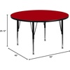 image:imageFlash Furniture Wren 42 Round Oak Thermal Laminate Activity Table  Height Adjustable Short LegsRed