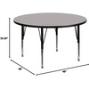 image:imageFlash Furniture Wren 48 Round Grey HP Laminate Activity Table  Height Adjustable Short LegsGrey