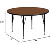 image:imageFlash Furniture Wren 48 Round Grey HP Laminate Activity Table  Height Adjustable Short LegsOak