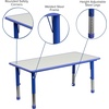 image:imageFlash Furniture Wren Adjustable Classroom Activity Table for School and Home Plastic Activity Table for Kids 23625 W x 4725 L GrayBlueBlue