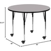 image:imageFlash Furniture Wren Mobile 48 Round Grey Thermal Laminate Activity Table  Standard Height Adjustable LegsGrey