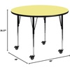 image:imageFlash Furniture Wren Mobile 48 Round Grey Thermal Laminate Activity Table  Standard Height Adjustable LegsYellow