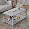 image:imageFlash Furniture Wyatt Modern Farmhouse 2 Tier Coffee Table  Aspen Gray Engineered Wood Frame  Black Metal Crisscross Side Braces and Corner AccentsAspen Gray
