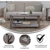 image:imageFlash Furniture Wyatt Modern Farmhouse 2 Tier Coffee Table  Aspen Gray Engineered Wood Frame  Black Metal Crisscross Side Braces and Corner AccentsGray Wash