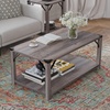 image:imageFlash Furniture Wyatt Modern Farmhouse 2 Tier Coffee Table  Aspen Gray Engineered Wood Frame  Black Metal Crisscross Side Braces and Corner AccentsGray Wash