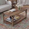 image:imageFlash Furniture Wyatt Modern Farmhouse 2 Tier Coffee Table  Aspen Gray Engineered Wood Frame  Black Metal Crisscross Side Braces and Corner AccentsRustic Oak