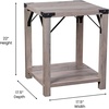 image:imageFlash Furniture Wyatt Modern Farmhouse 2 Tier Side Table  Gray Wash Engineered Wood Frame  Black Metal Crisscross Side Braces and Corner AccentsGray Wash