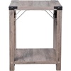 image:imageFlash Furniture Wyatt Modern Farmhouse 2 Tier Side Table  Gray Wash Engineered Wood Frame  Black Metal Crisscross Side Braces and Corner AccentsGray Wash
