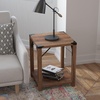 image:imageFlash Furniture Wyatt Modern Farmhouse 2 Tier Side Table  Gray Wash Engineered Wood Frame  Black Metal Crisscross Side Braces and Corner AccentsRustic Oak
