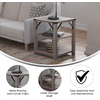 image:imageFlash Furniture Wyatt Modern Farmhouse 3 Tier Side Table  Rustic Oak Engineered Wood Frame  Black Metal Crisscross Side Braces and Corner AccentsGray Wash