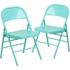 image:imageFlash Furniture 2 Pack HERCULES COLORBURST Series Tantalizing Teal Triple Braced amp Double Hinged Metal Folding Chair2