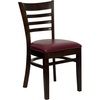 Burgundy Vinyl Seat/Walnut Wood Frame