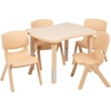 image:imageFlash Furniture 21875W x 26625L Rectangular Green Plastic Height Adjustable Activity Table Set with 4 ChairsNatural