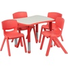image:imageFlash Furniture 21875W x 26625L Rectangular Green Plastic Height Adjustable Activity Table Set with 4 ChairsRed