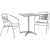 image:imageFlash Furniture 235 Square Aluminum IndoorOutdoor Table Set with 2 Slat Back ChairsAluminum