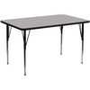 image:imageFlash Furniture 24W x 48L Rectangular Grey Thermal Laminate Activity Table  Standard Height Adjustable LegsGrey