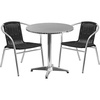 image:imageFlash Furniture 275 Round Aluminum IndoorOutdoor Table Set with 2 Dark Brown Rattan ChairsBlack