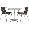 image:imageFlash Furniture 275 Round Aluminum IndoorOutdoor Table Set with 2 Dark Brown Rattan ChairsDark Brown