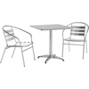image:imageFlash Furniture 275 Square Aluminum IndoorOutdoor Table Set with 2 Slat Back ChairsMulti Color