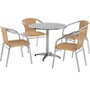 image:imageFlash Furniture 315 Round Aluminum IndoorOutdoor Table Set with 4 Dark Brown Rattan ChairsBeige