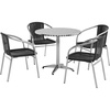 image:imageFlash Furniture 315 Round Aluminum IndoorOutdoor Table Set with 4 Dark Brown Rattan ChairsBlack