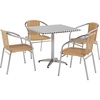 image:imageFlash Furniture 315 Square Aluminum IndoorOutdoor Table Set with 4 Dark Brown Rattan ChairsBeige