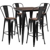 image:imageFlash Furniture 315 Square Metal Bar Table Set with Wood Top and 4 Stools Black