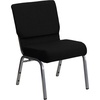 image:imageFlash Furniture 4 Pack HERCULES Series 21W Stacking Church Chair in Black Fabric  Silver Vein FrameBlack FabricSilver Vein Frame
