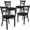 image:imageFlash Furniture 4 Pack HERCULES Series Black X Back Metal Restaurant Chair  Black Vinyl SeatBlack