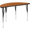 image:imageFlash Furniture 475 Half Circle Wave Collaborative Grey Thermal Laminate Activity Table  Standard Height Adjustable LegsOak