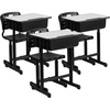 image:imageFlash Furniture Adjustable Student Desk and Chair Set for Classrooms or Remote Learning Adjustable School Desk with Chair and Book Box GrayBlackSet of 3