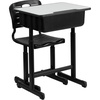image:imageFlash Furniture Adjustable Student Desk and Chair Set for Classrooms or Remote Learning Adjustable School Desk with Chair and Book Box GrayBlackSet of 1