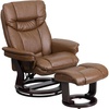 image:imageFlash Furniture Allie LeatherSoft Upholstered Recliner with Footrest Arms and Headrest Padded Swivel Recliner Chair and Ottoman Set PaliminoPalimino