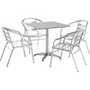 image:imageFlash Furniture Aluminum 5Piece Patio Dining Set with Square Table and 4 Slat Back Chairs IndoorOutdoor Bistro Table and Chairs Set SilverMulti Color