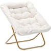 Ivory Faux Shearling Fabric/Soft Gold Frame