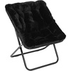 image:imageFlash Furniture Archer Saucer Chair with Folding Steel Frame Portable Oversized Saucer Chair for Dorm or Bedroom 28 Dusty Aqua Faux FurSoft Gold FrameBlack FabricBlack Frame