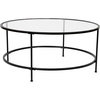 image:imageFlash Furniture Astoria Collection Round Coffee Table  Modern Clear Glass Coffee Table  Matte Gold FrameClear TopMatte Black Frame