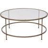 image:imageFlash Furniture Astoria Collection Round Coffee Table  Modern Clear Glass Coffee Table  Matte Gold FrameClearBrushed Gold