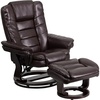 image:imageFlash Furniture Bali Contemporary MultiPosition LeatherSoft Recliner Chair with Ottoman 360Degree Swivel Recliner ChairOttoman Set BeigeBrown