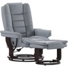 image:imageFlash Furniture Bali Contemporary MultiPosition Recliner with Horizontal Stitching and Ottoman with Swivel Mahogany Wood Base in Gray LeatherSoft